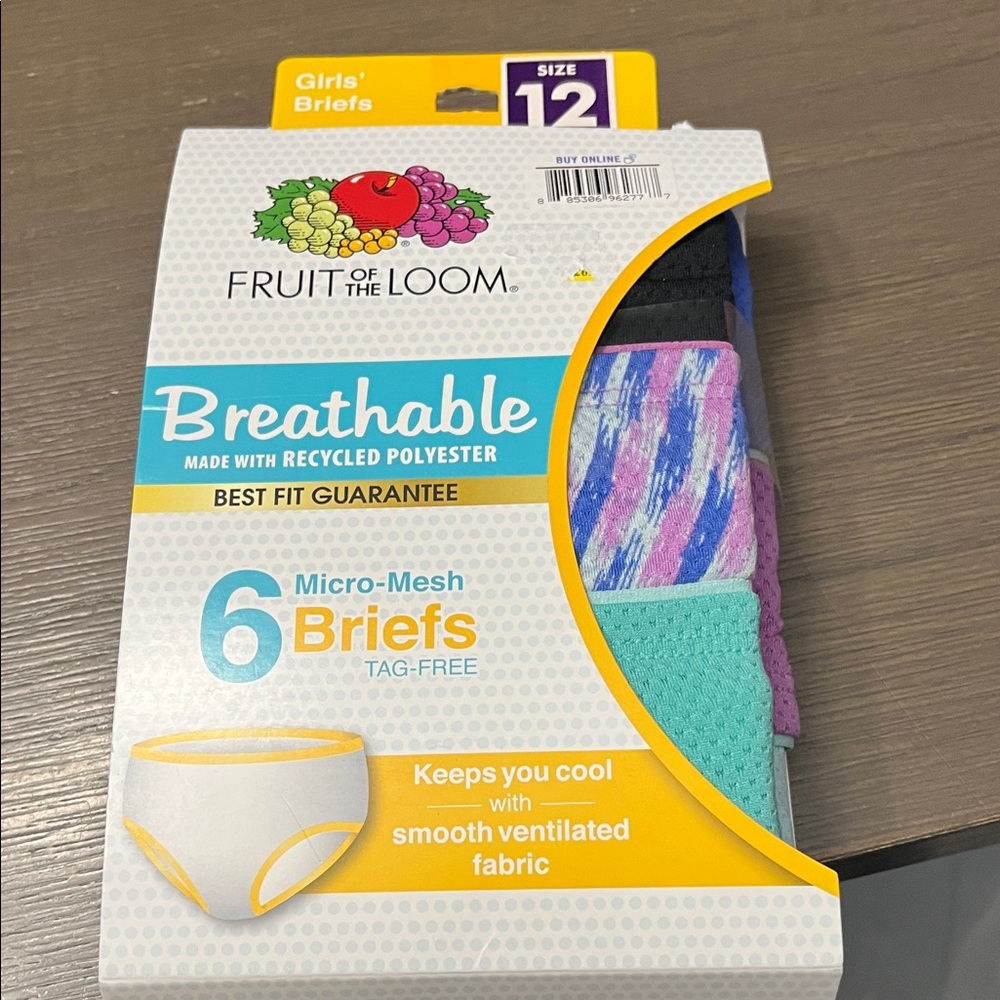 New! Fruit of the Loom girls Breathable Briefs - Multi-Color Pack